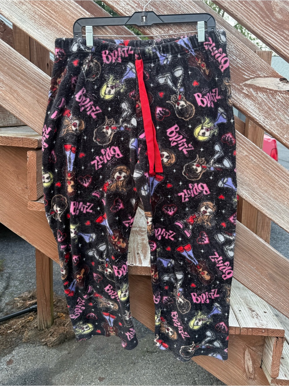 Adults Bratz Y2K Black Plush Pajama Pants
